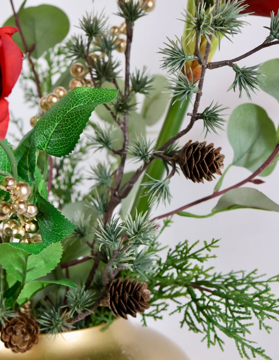 Kunstbloemen boeket kerst rood maat M