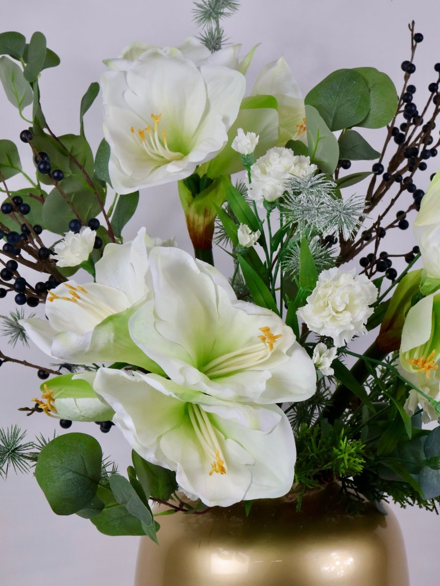 Kunstbloemen boeket kerst wit maat L