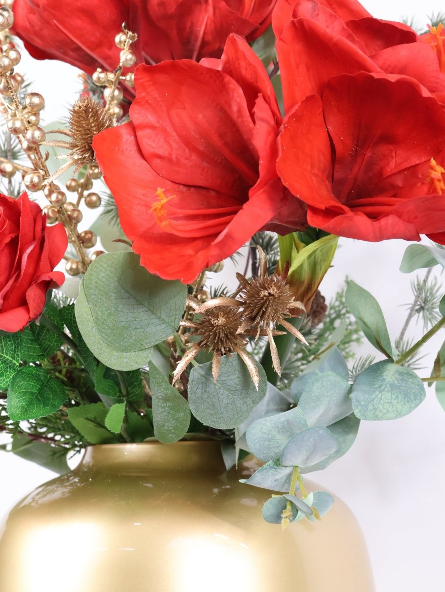 Kunstbloemen boeket kerst rood maat L