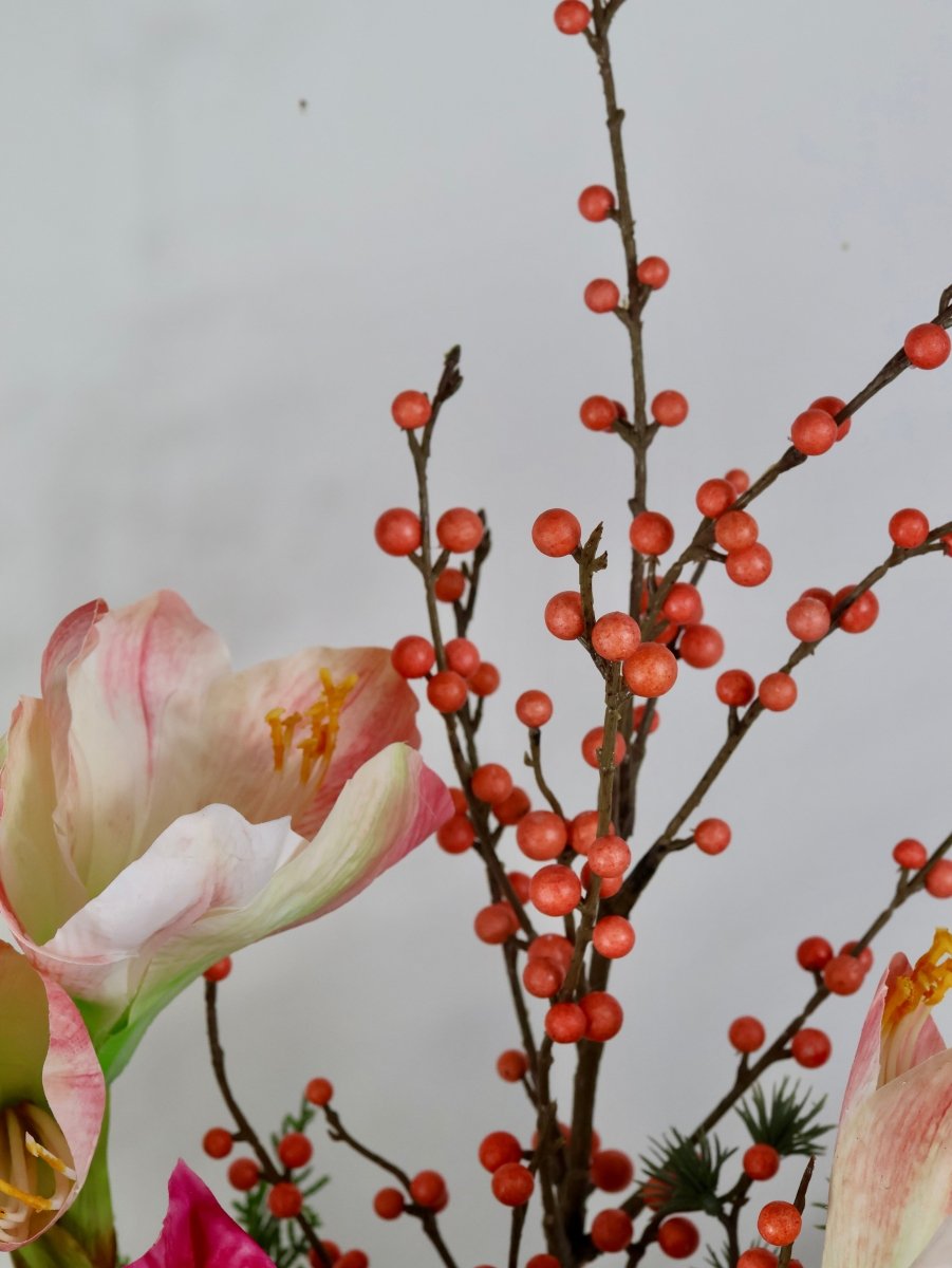 Kunstbloemen boeket kerst roze maat L