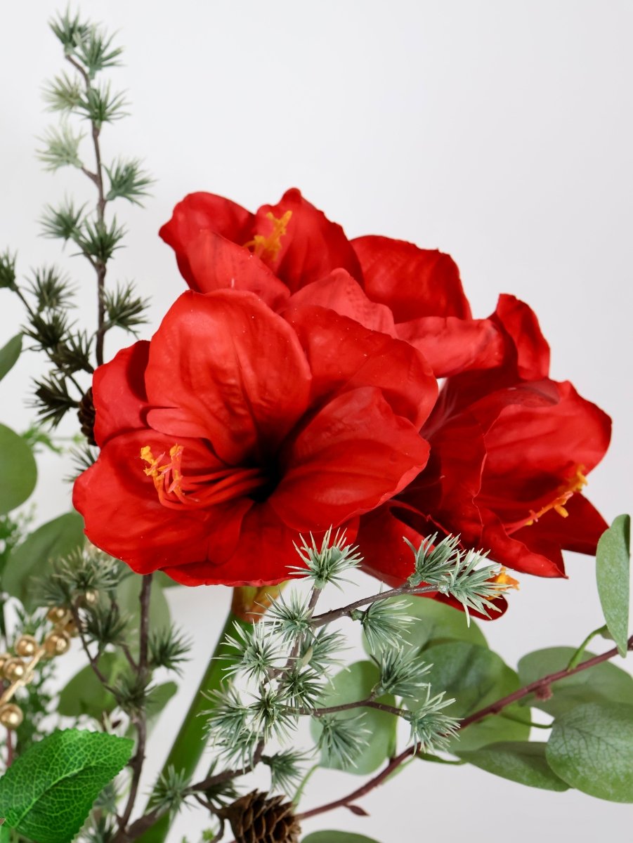 Kunstbloemen boeket kerst rood maat M