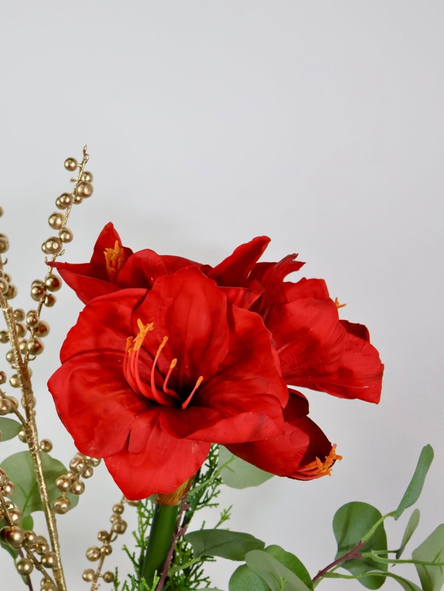 Kunstbloemen boeket kerst rood maat S