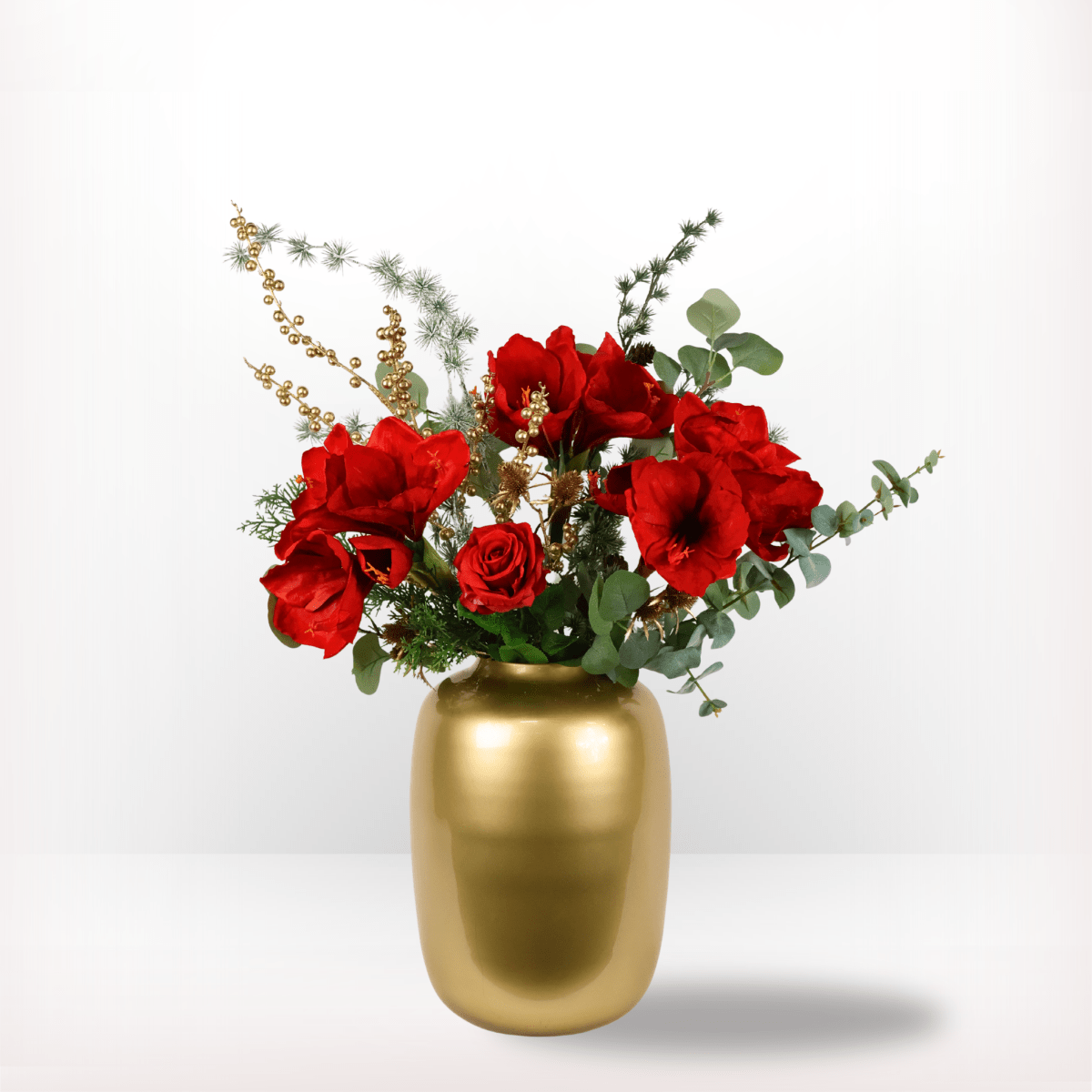 Kunstbloemen boeket kerst rood maat L