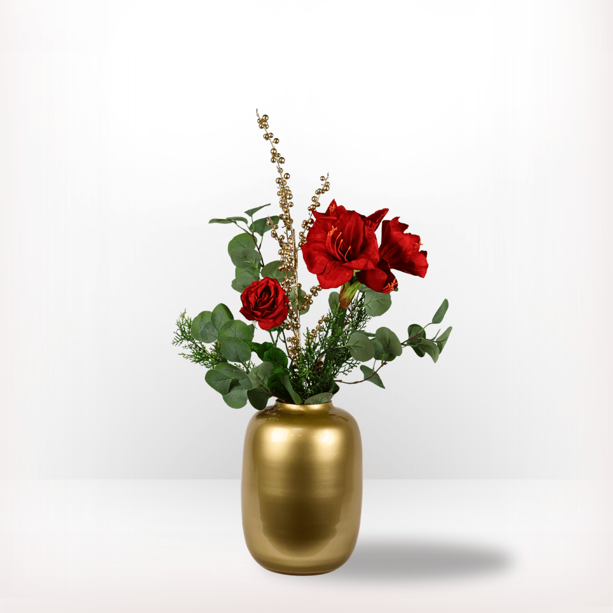 Kunstbloemen boeket kerst rood maat S