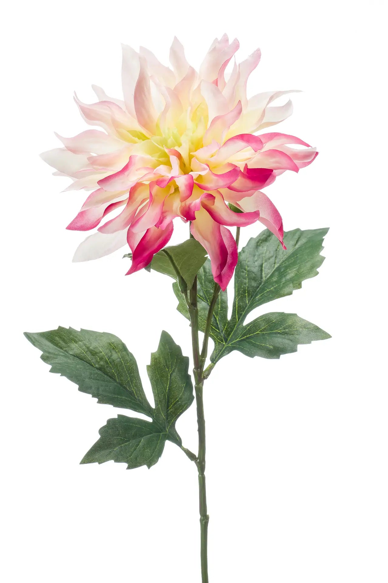 Dahlia roze/witte kunstbloem 60 cm – perfect voor een kunstbloemen boeket of los in de vaas met zijden bloemen.