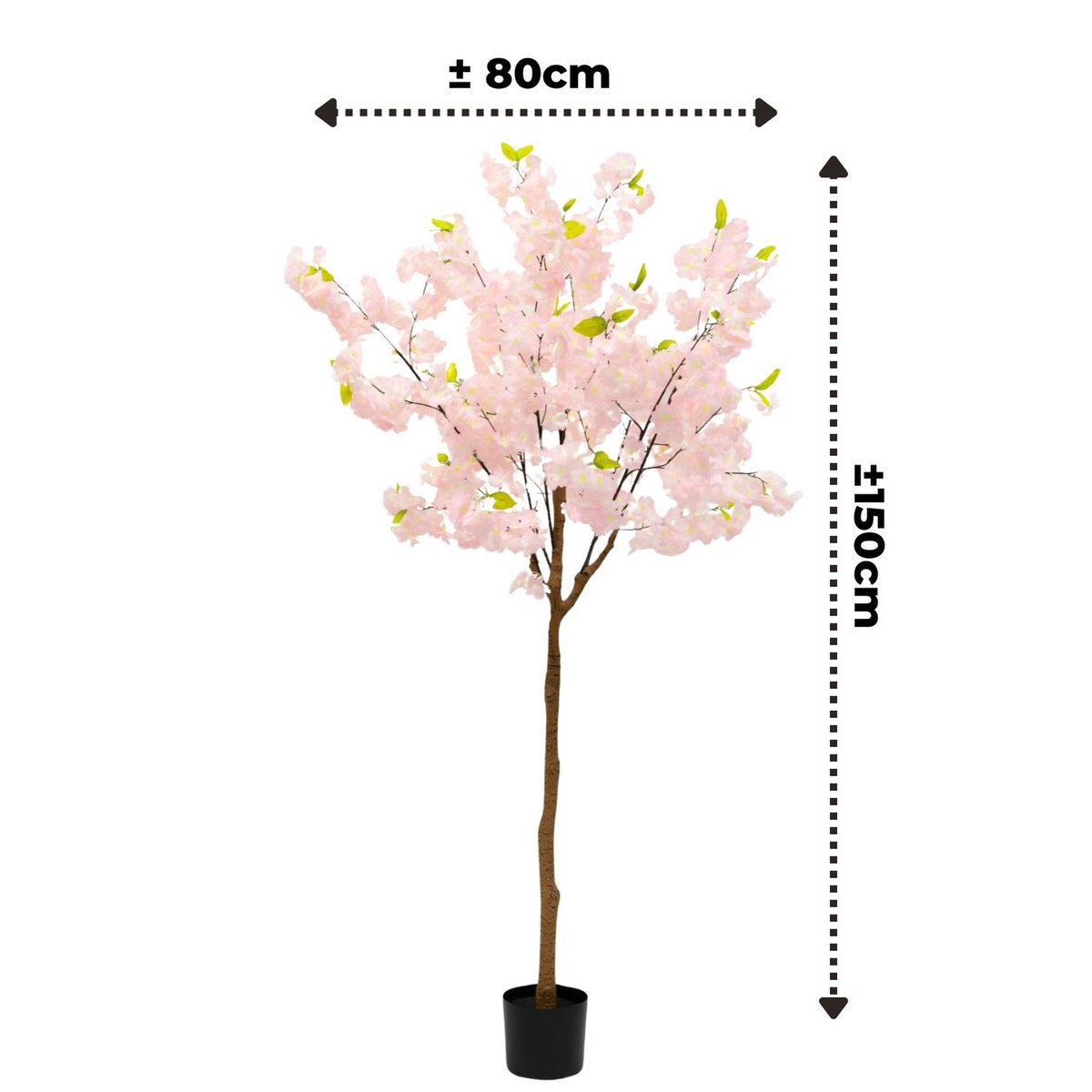 Kunst kersenbloesem kunstplant 150 cm, met 445 roze bloemen, ideaal voor een Oost-Aziatische sfeer in je interieur.