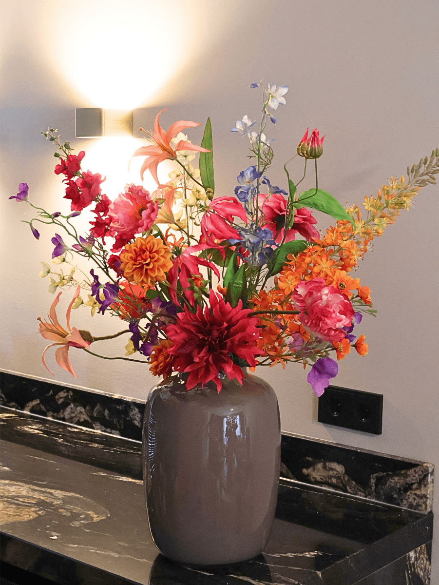 Kunstbloemen boeket Bordeaux