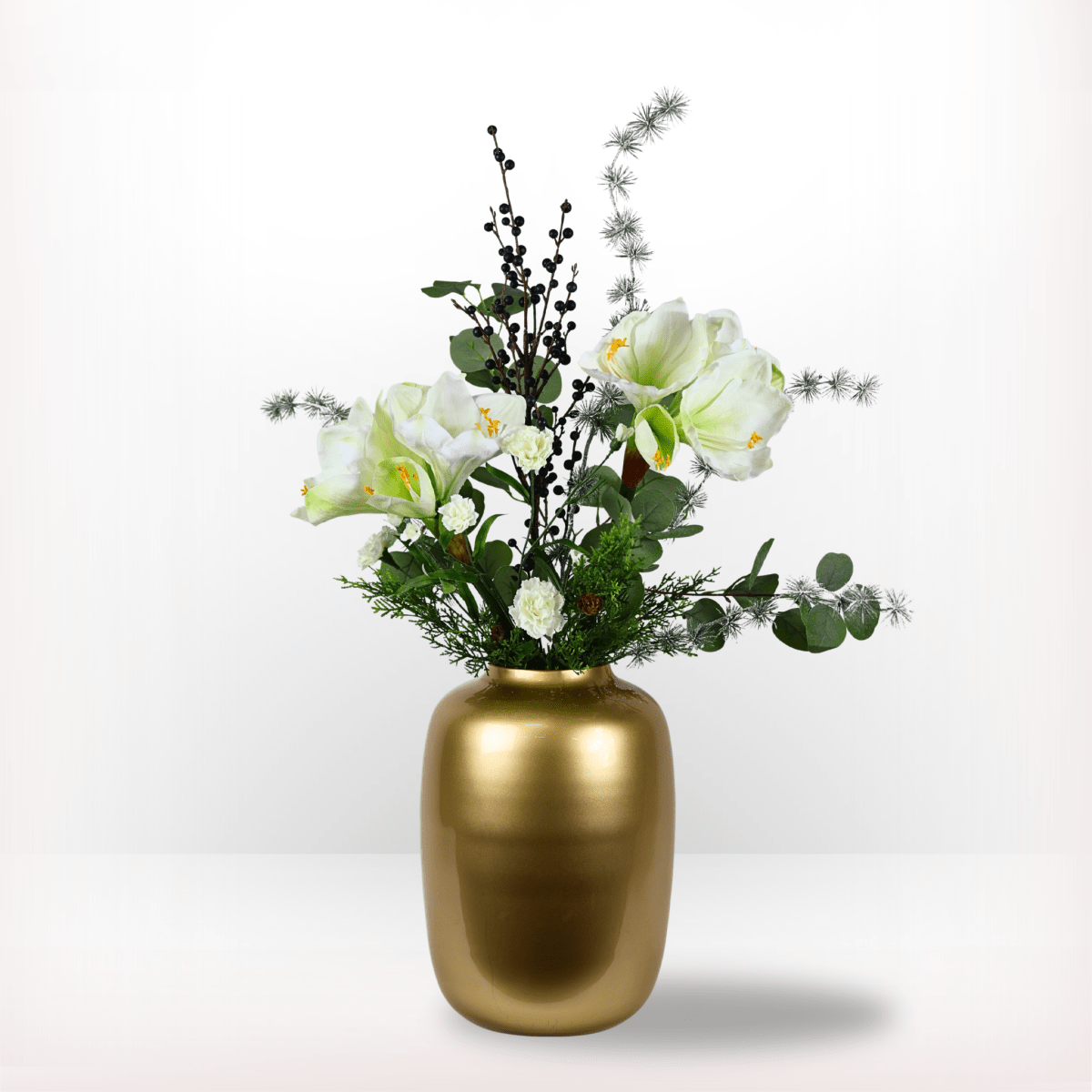 Kunstbloemen boeket kerst wit maat M