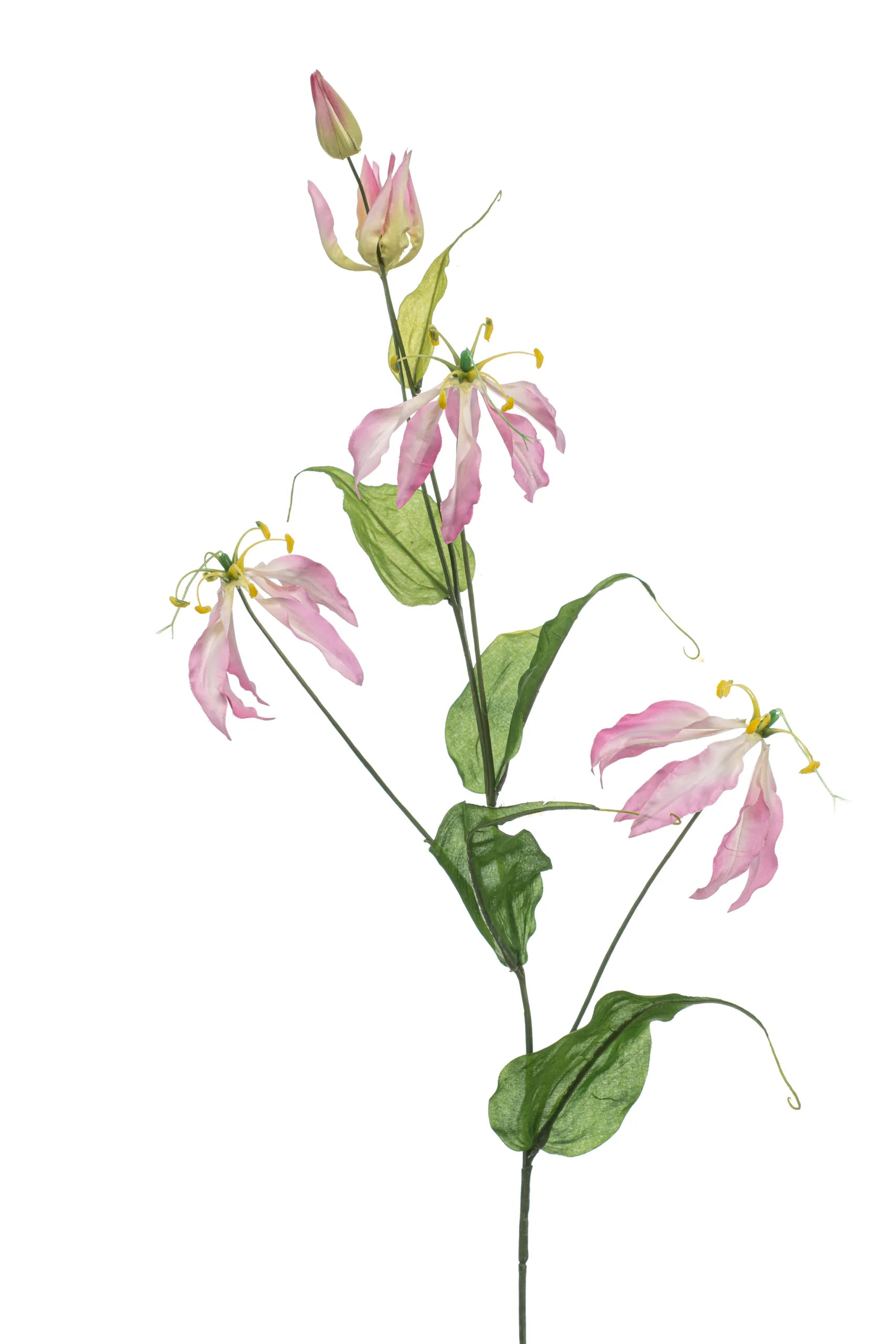 Gloriosa wit/roze kunstbloem 105 cm – perfect voor een kunstbloemen boeket of los in de vaas met zijden bloemen.