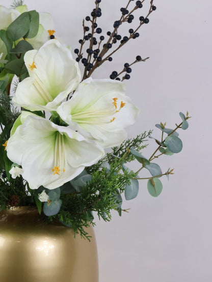 Kunstbloemen boeket kerst wit maat L