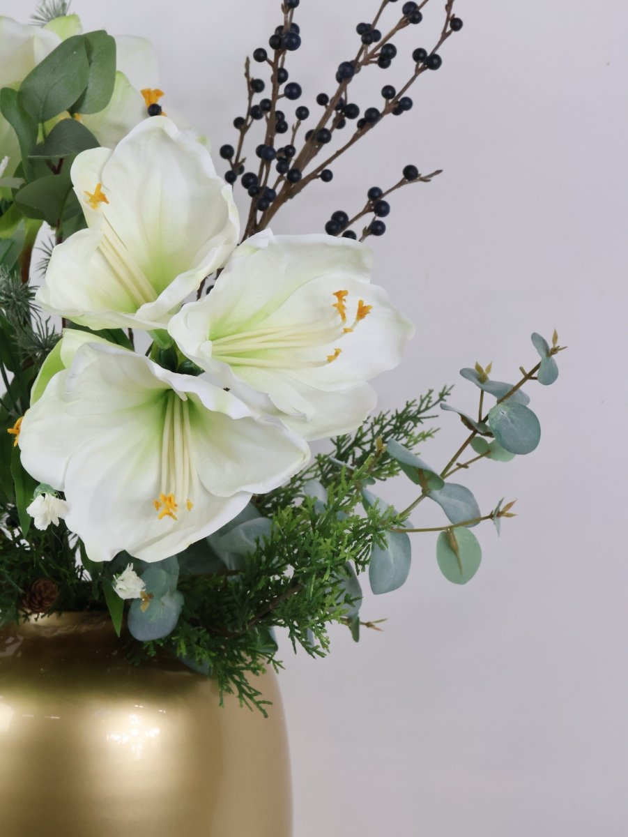 Kunstbloemen boeket kerst wit maat L