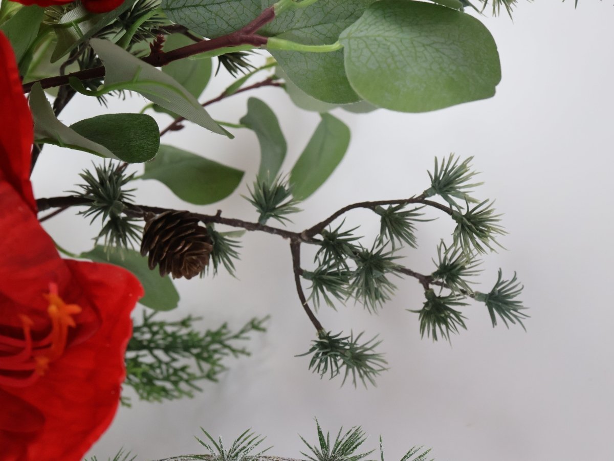Kunstbloemen boeket kerst rood maat L