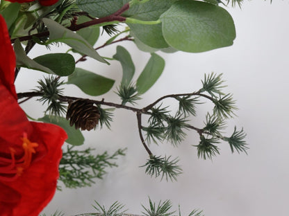 Kunstbloemen boeket kerst rood maat L