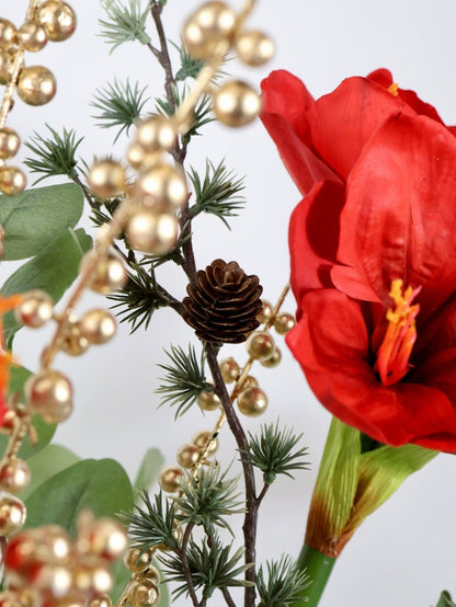 Kunstbloemen boeket kerst rood maat M