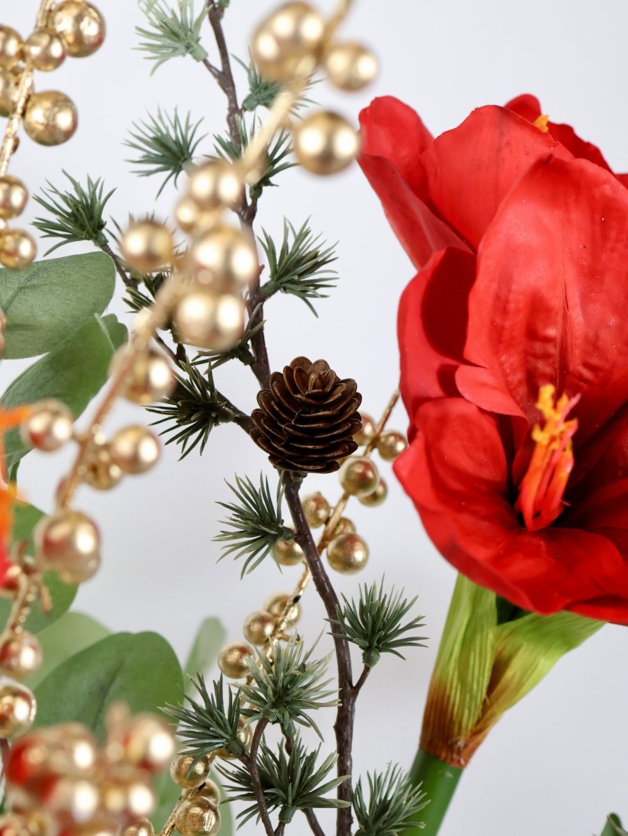 Kunstbloemen boeket kerst rood maat M