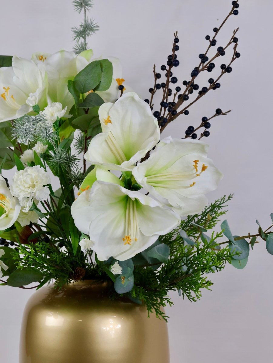 Kunstbloemen boeket kerst wit maat L