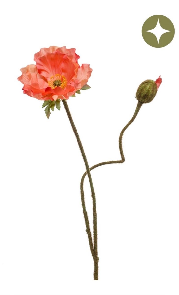 Poppy peach kunstbloem 74 cm