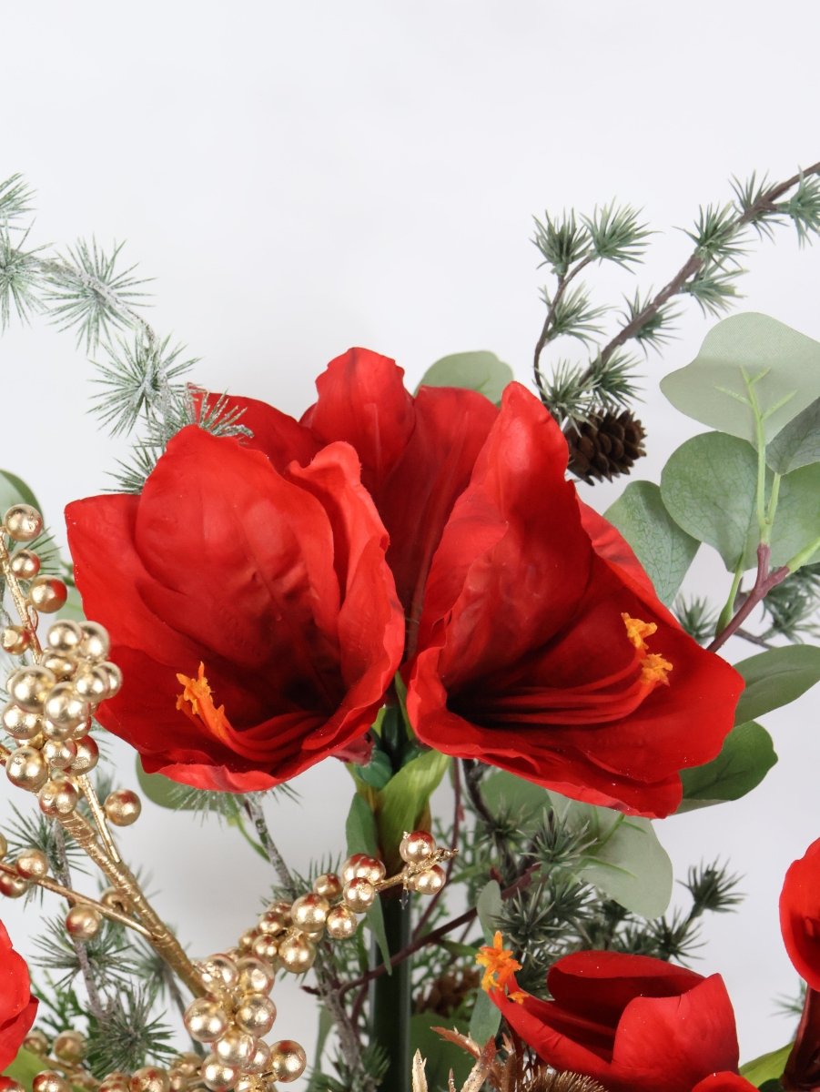 Kunstbloemen boeket kerst rood maat L