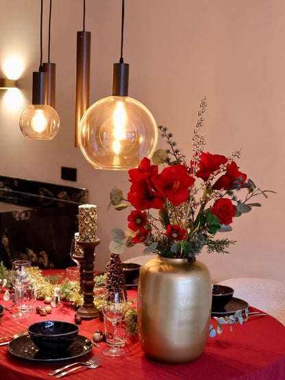 Kunstbloemen boeket kerst rood maat M