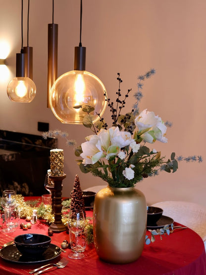 Kunstbloemen boeket kerst wit maat M