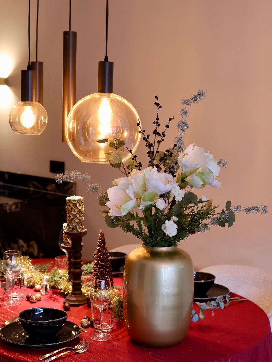 Kunstbloemen boeket kerst wit maat M