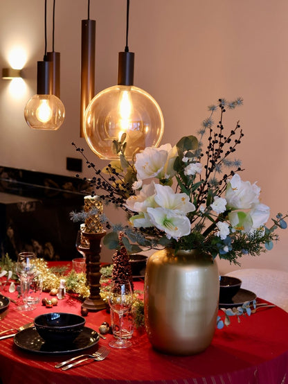 Kunstbloemen boeket kerst wit maat L