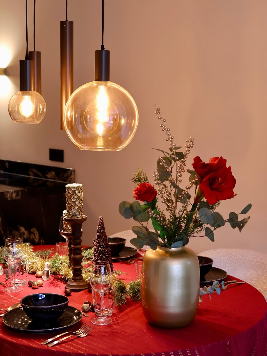 Kunstbloemen boeket kerst rood maat S