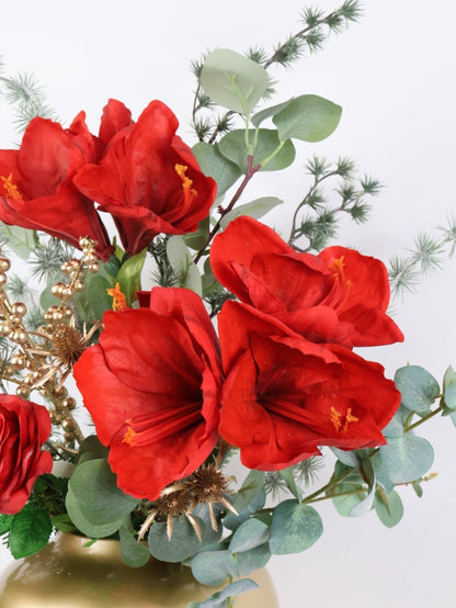 Kunstbloemen boeket kerst rood maat L