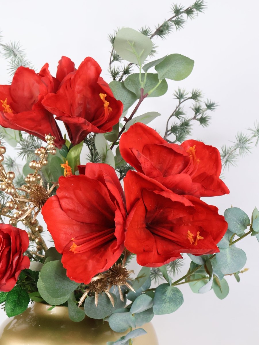 Kunstbloemen boeket kerst rood maat L