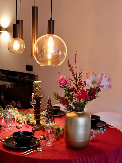 Kunstbloemen boeket kerst roze maat S