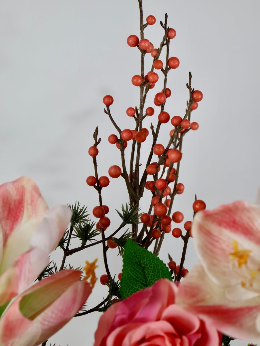 Kunstbloemen boeket kerst roze maat M