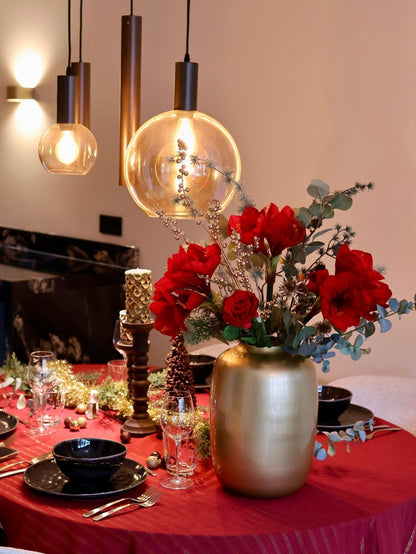 Kunstbloemen boeket kerst rood maat L