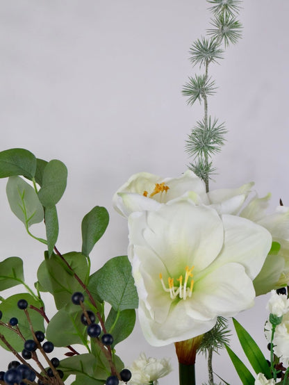 Kunstbloemen boeket kerst wit maat M