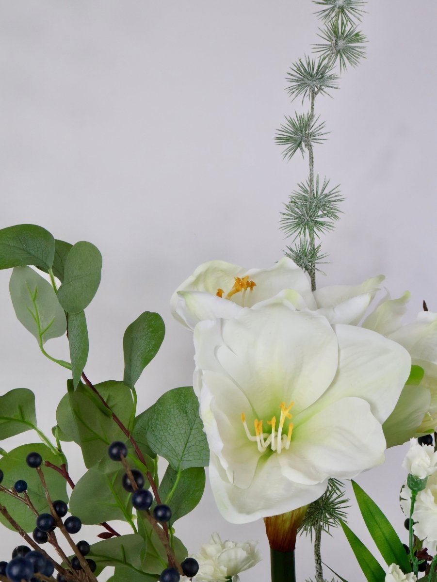 Kunstbloemen boeket kerst wit maat M