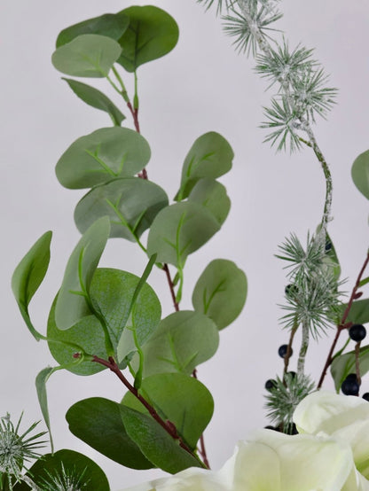 Kunstbloemen boeket kerst wit maat S