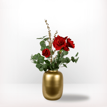 Kunstbloemen boeket kerst rood maat S