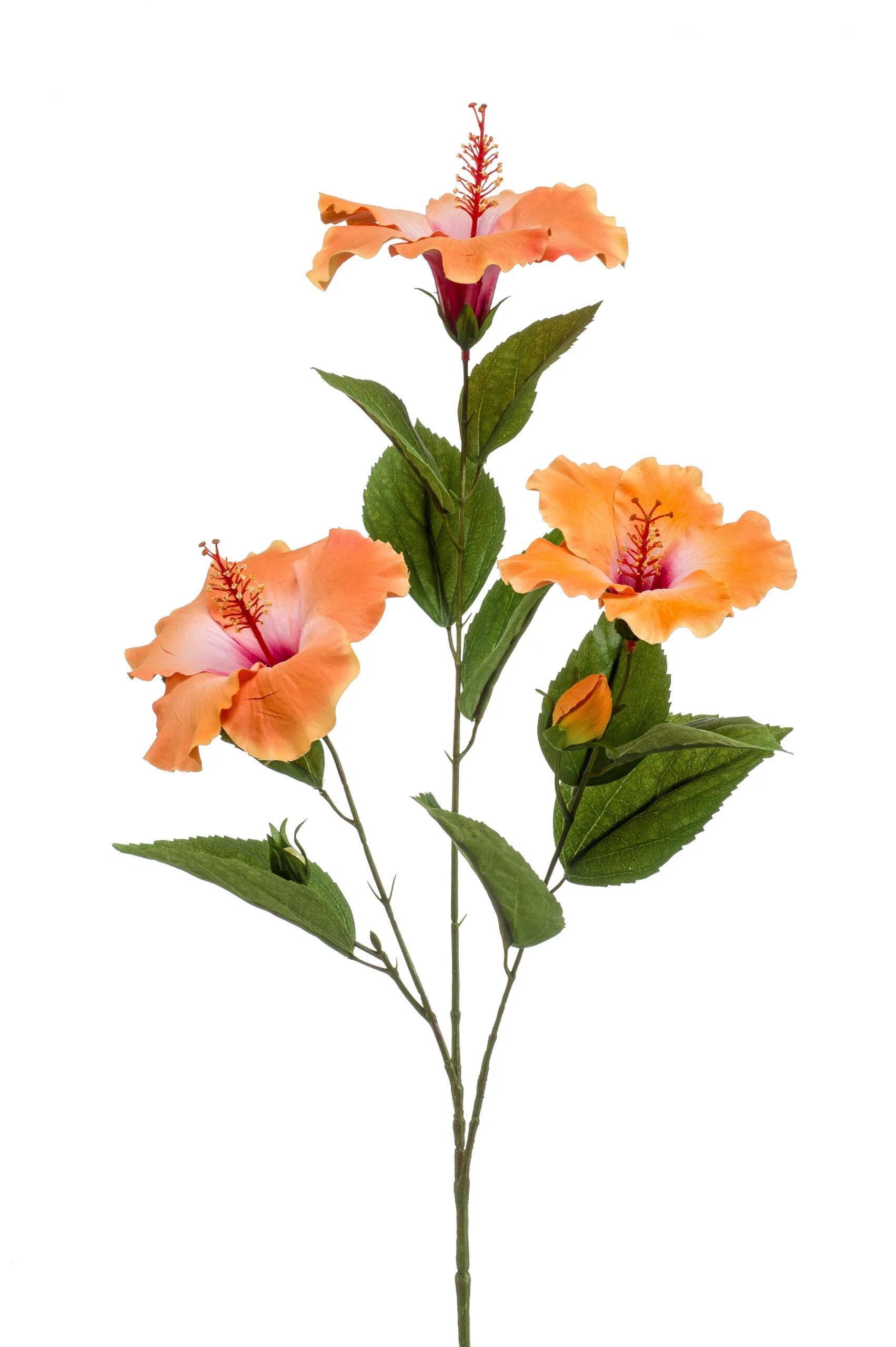 Hibiscus oranje kunstbloem 82 cm – perfect voor een kunstbloemen boeket of los in de vaas met zijden bloemen.