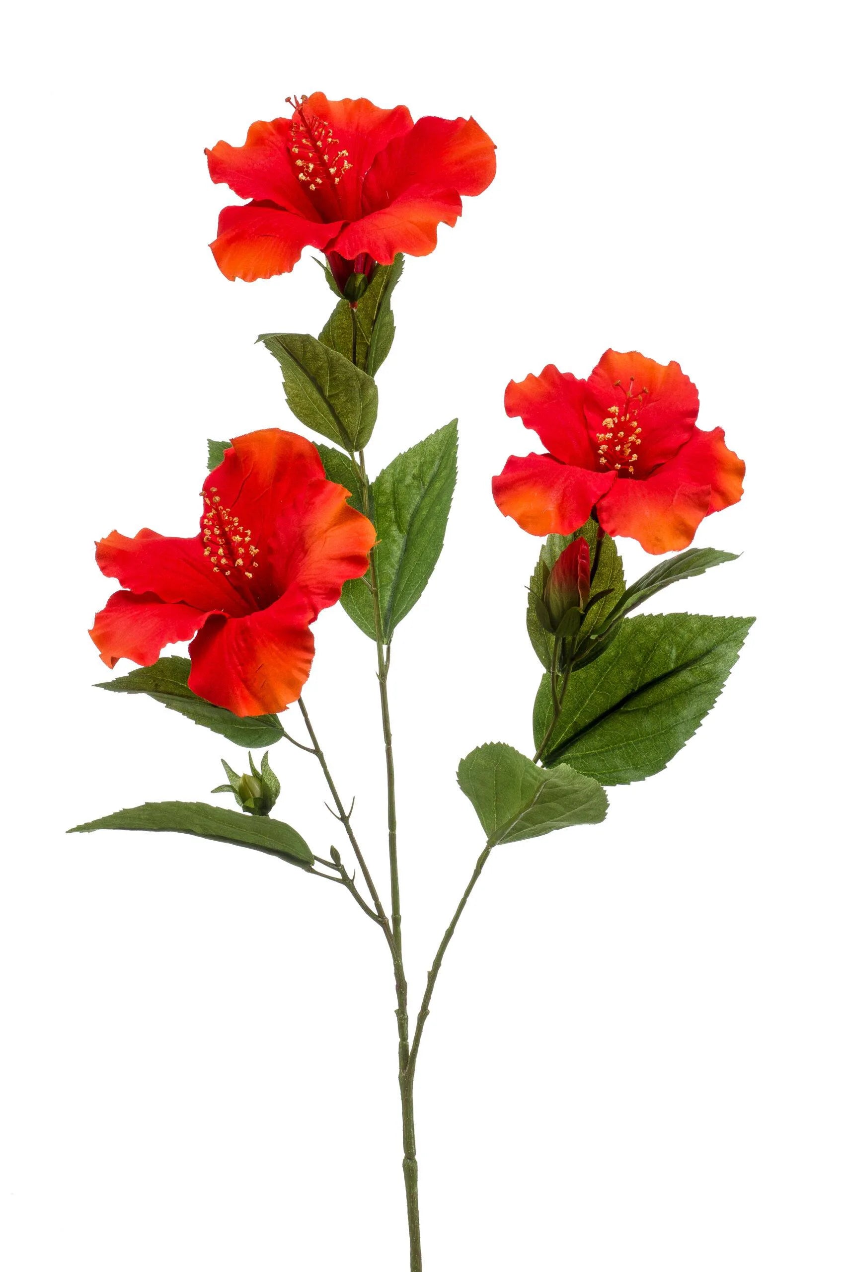 Hibiscus oranje/rode kunstbloem 82 cm – perfect voor een kunstbloemen boeket of los in de vaas met zijden bloemen.