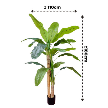 Kunst bananenplant 180 cm, perfecte nepplant voor woonkamer of kantoor, onderhoudsvrij en altijd groen.