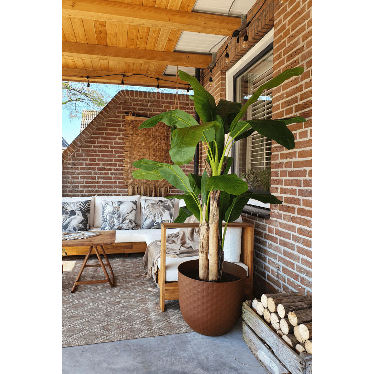 Kunst bananenplant 180 cm, perfecte nepplant voor woonkamer of kantoor, onderhoudsvrij en altijd groen.