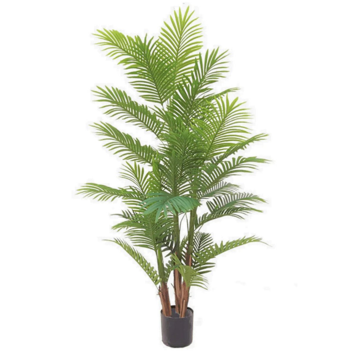 Kunstpalm van 180 cm met een realistische, weelderige uitstraling, perfect voor een tropische sfeer in huis of op kantoor.