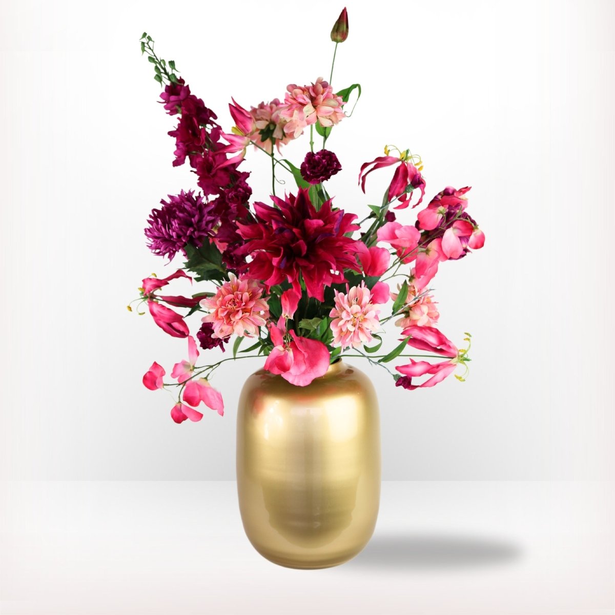 Moederdag kunstbloemen boeket fuchsia maat M