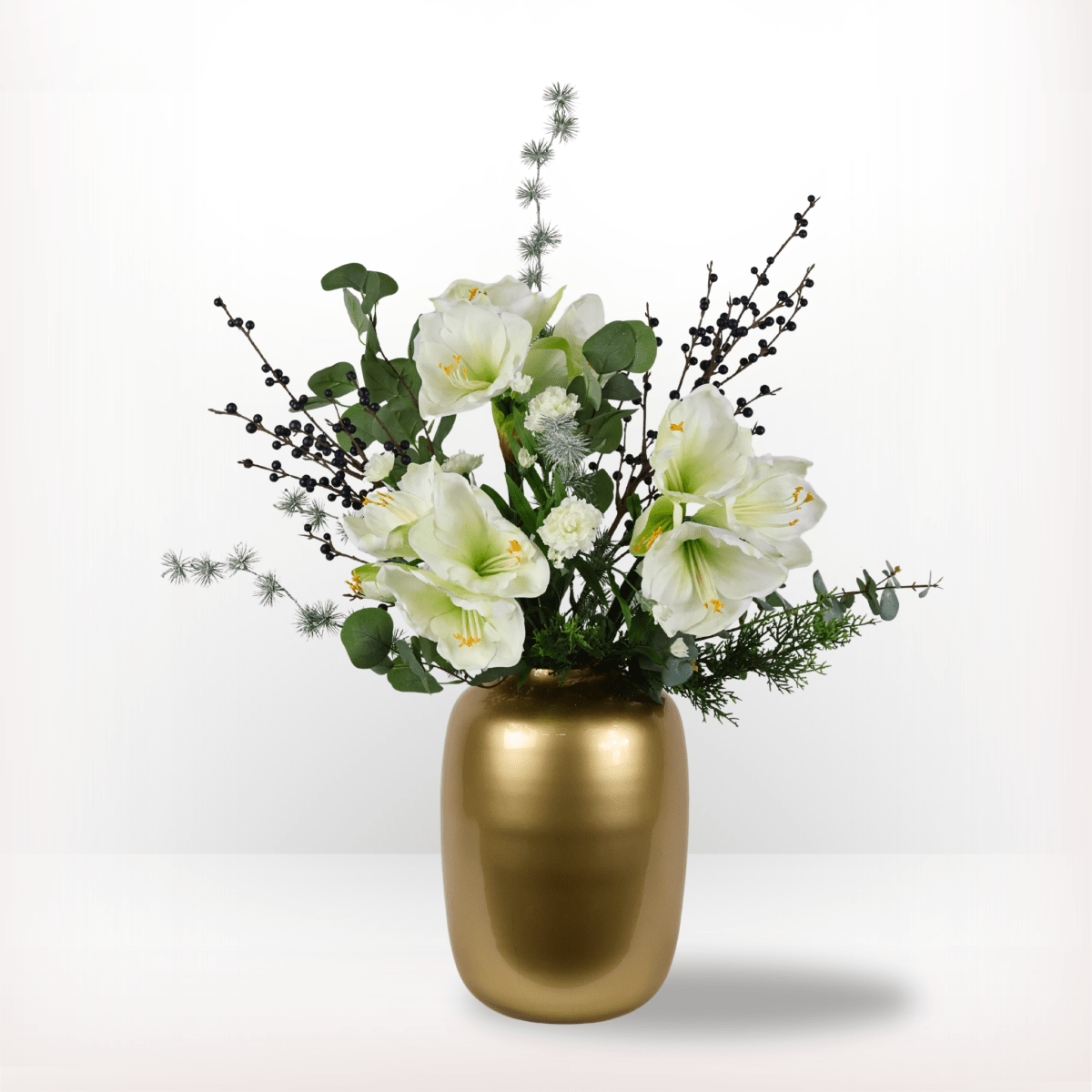 Kunstbloemen boeket kerst wit maat L