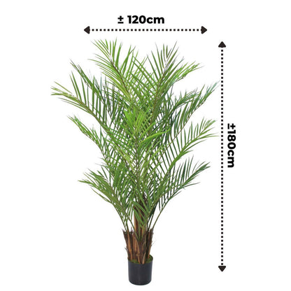 Kunstpalm 180 cm, onderhoudsvrij, altijd groen, ideaal voor huis of kantoor, hypoallergeen en volledig aanpasbaar.