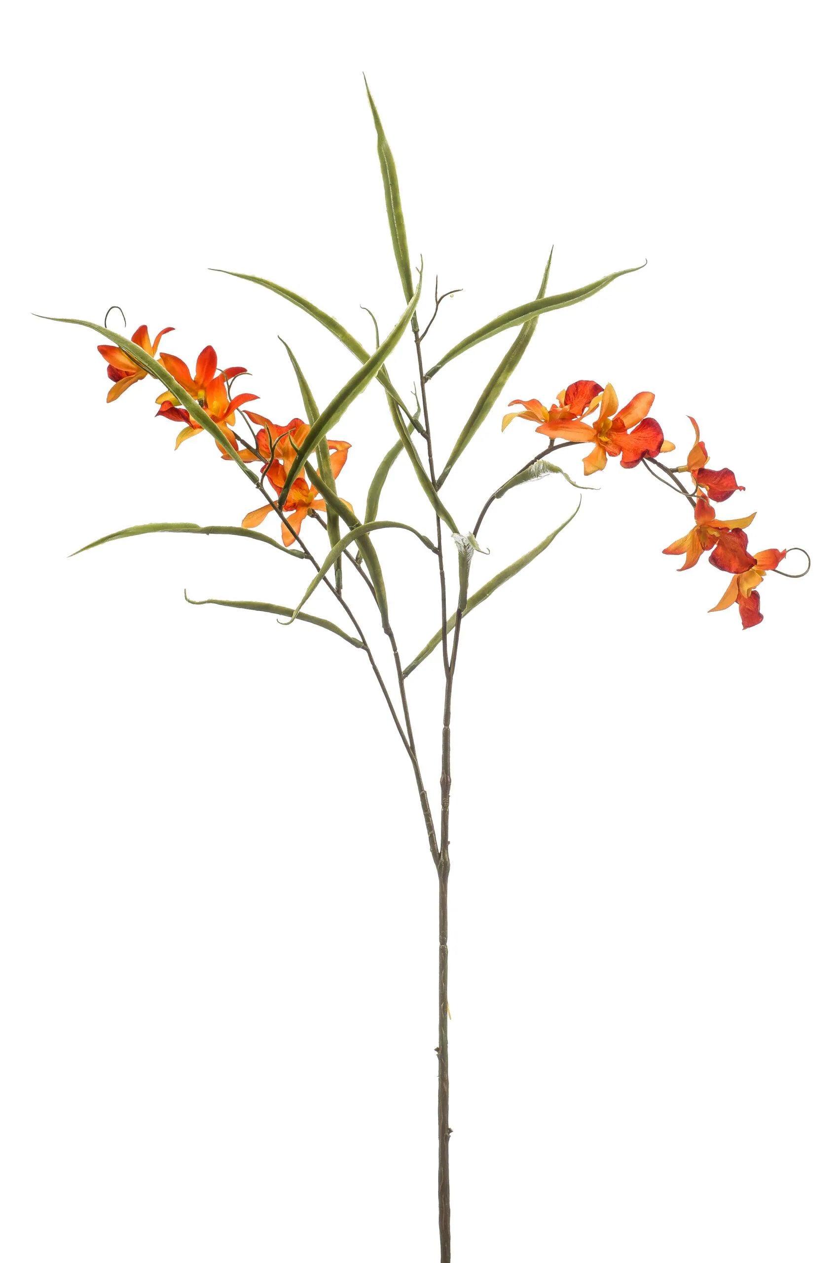 Orchidee oranje kunstbloem 73 cm – perfect voor een kunstbloemen boeket of los in de vaas met zijden bloemen.