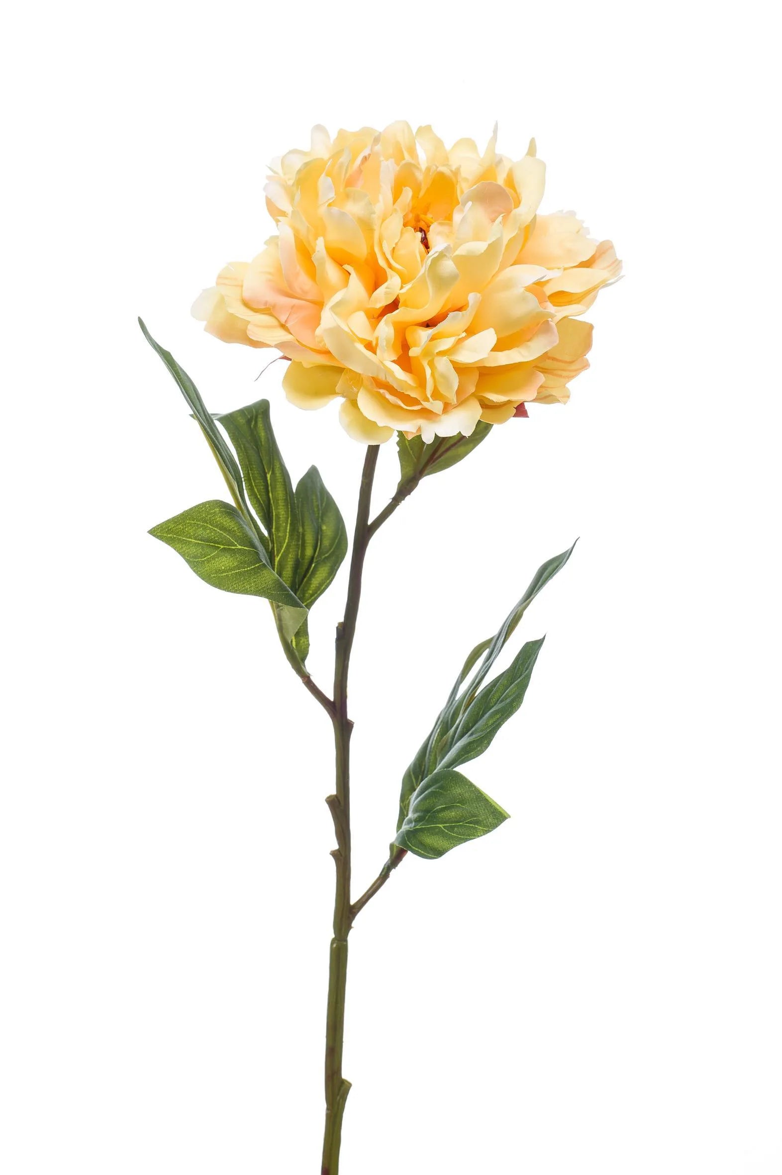 Pioen gele kunstbloem 77 cm – perfect voor een kunstbloemen boeket of los in de vaas met zijden bloemen.
