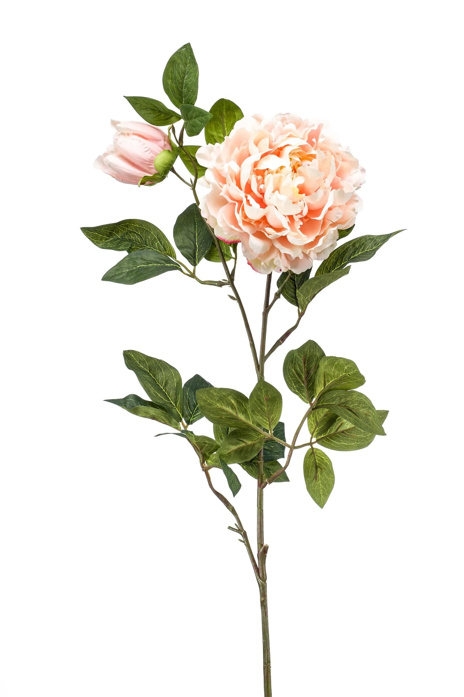 Pioen oranje kunstbloem 100 cm – perfect voor een kunstbloemen boeket of los in de vaas met zijden bloemen. 
