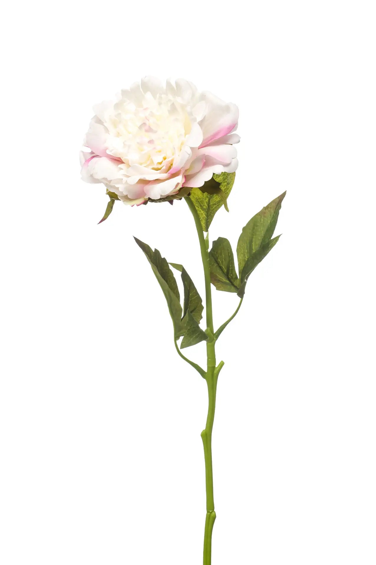 Pioen roze/witte kunstbloem 56 cm – perfect voor een kunstbloemen boeket of los in de vaas met zijden bloemen.