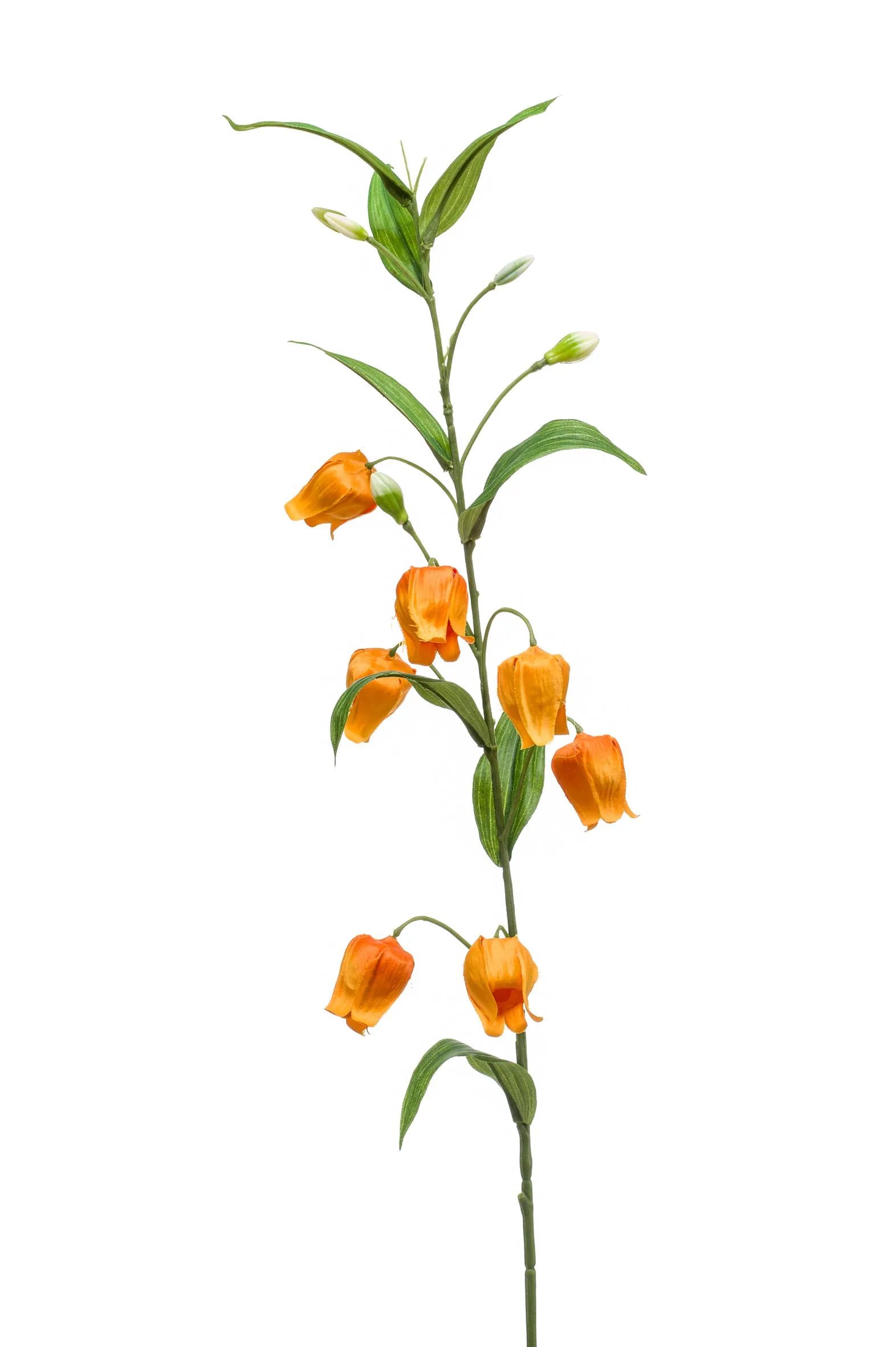 Sandersonia oranje kunstbloem 95 cm – perfect voor een kunstbloemen boeket of los in de vaas met zijden bloemen.