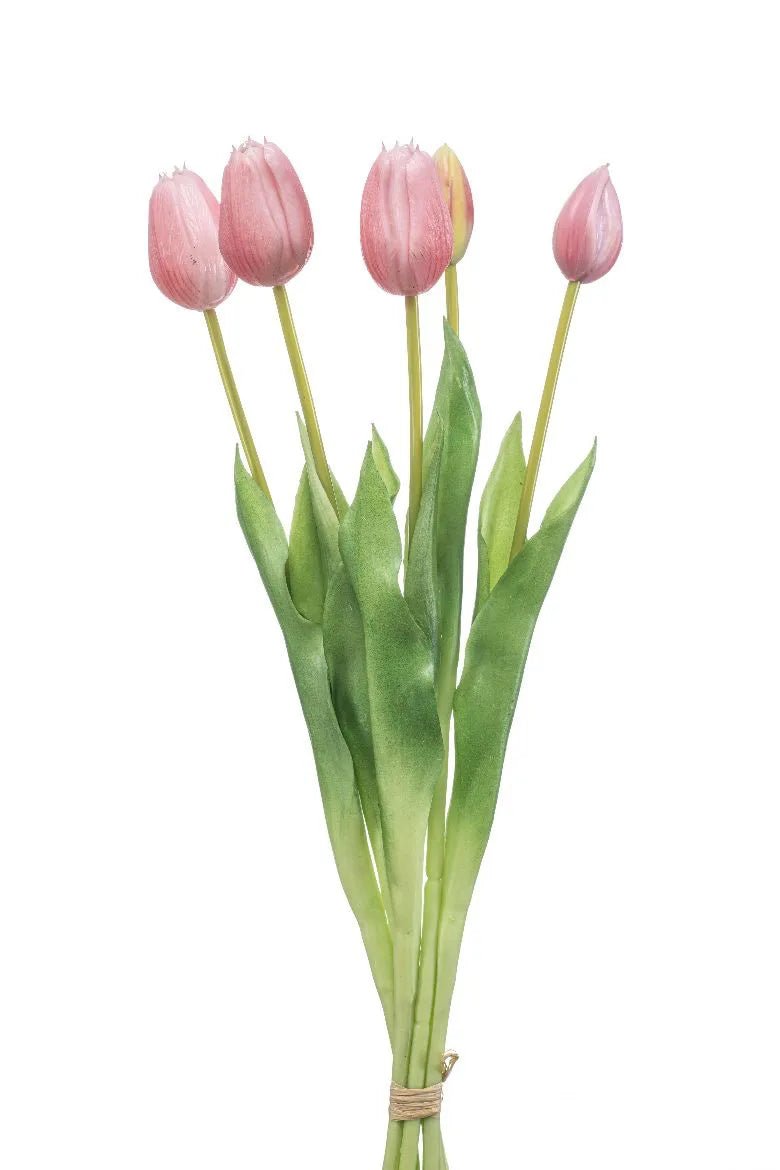 Tulpen roze bundel 5 stuks – perfect voor een kunstbloemen boeket of los in de vaas met zijden bloemen.